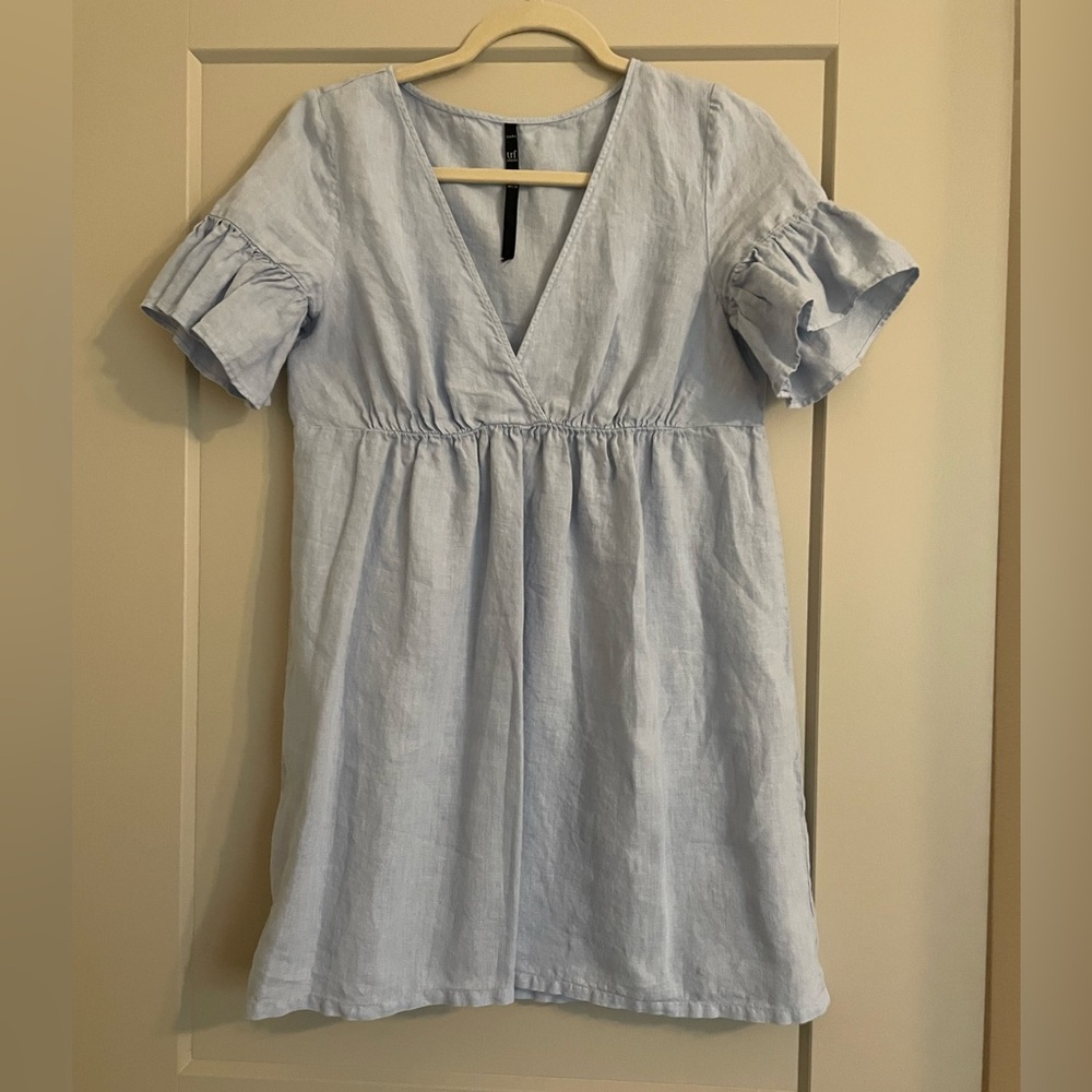 Zara mini linen blue dress size M
